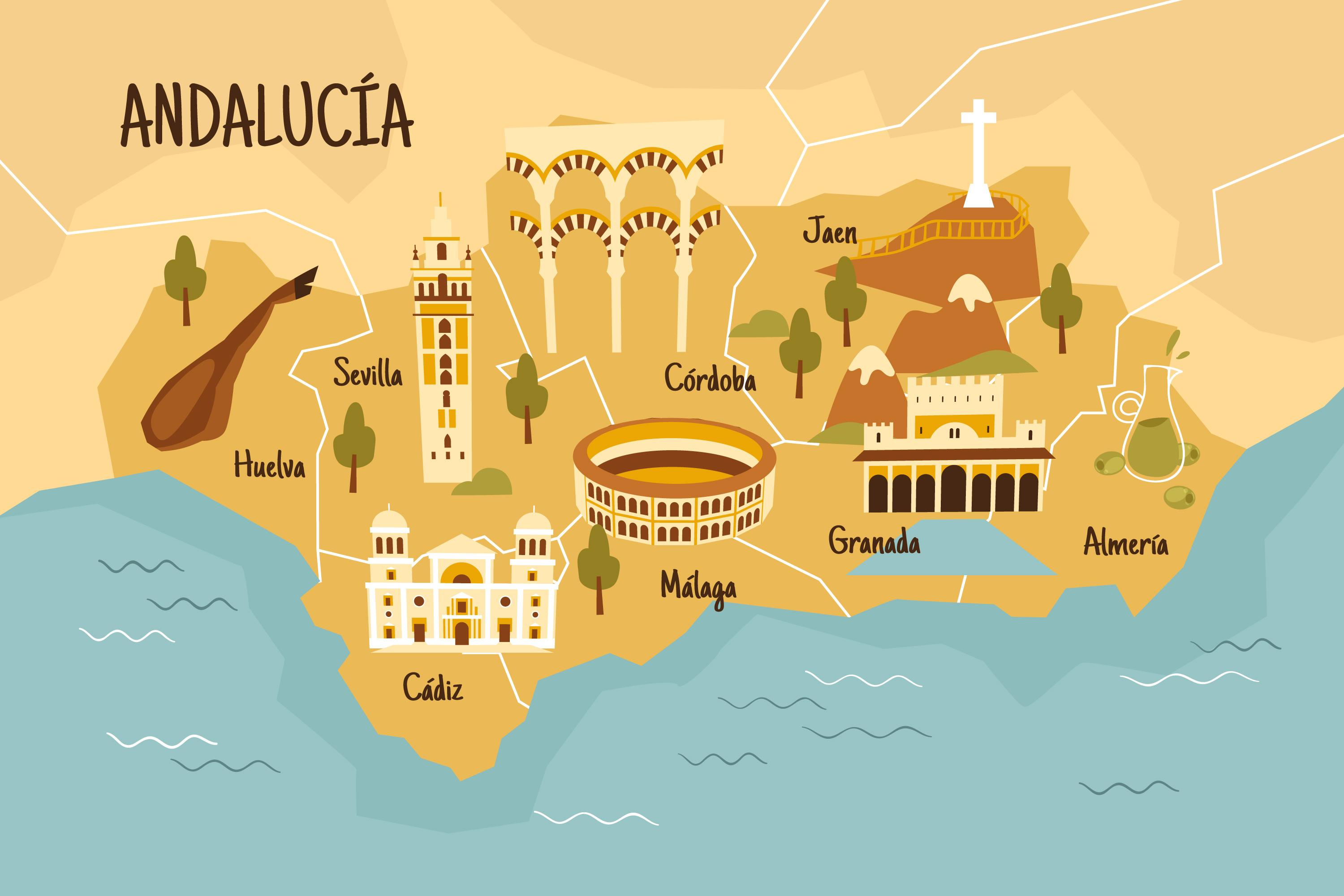 Február 28-a: Andalúzia napja – Spanyol nyelvtanulás a PONS-nál! - Andalúzia térképe