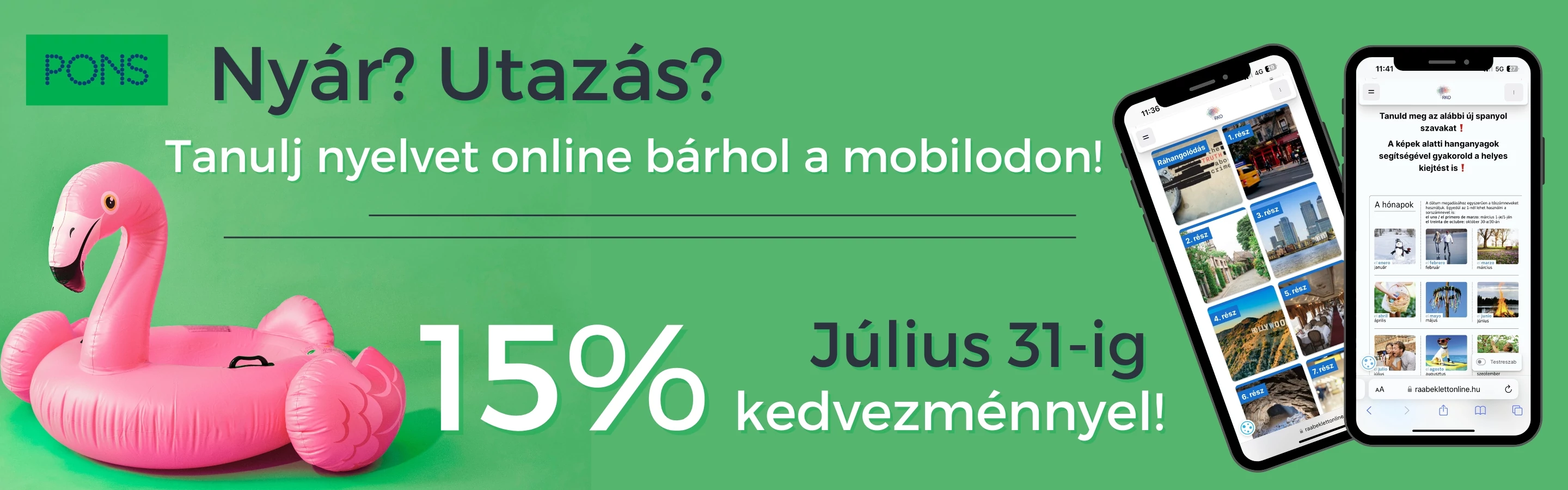 Online nyelvtanfolyamok 15% kedvezménnyel